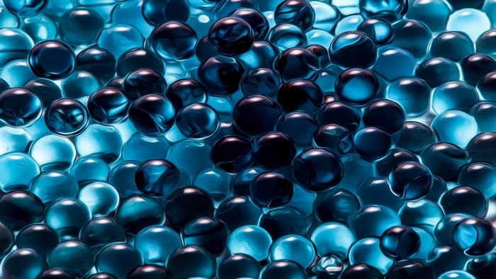 Abstract blue and dark marbles