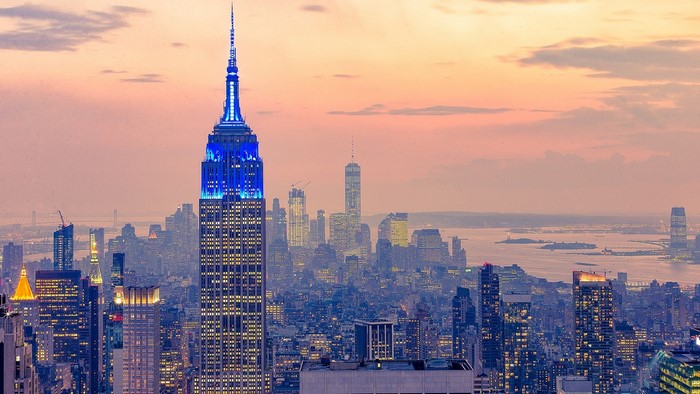 Empire State Building and New York City Skyline at Dusk