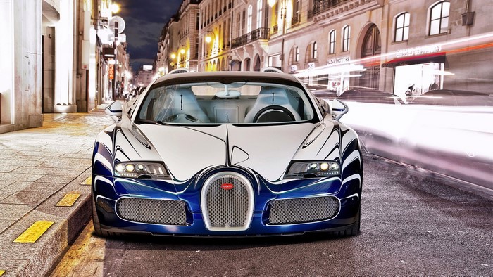Bugatti Veyron L'Or Blanc on a City Street