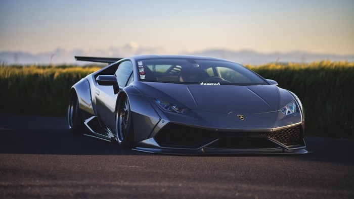 Dark Gray Lamborghini Huracan with Widebody Kit