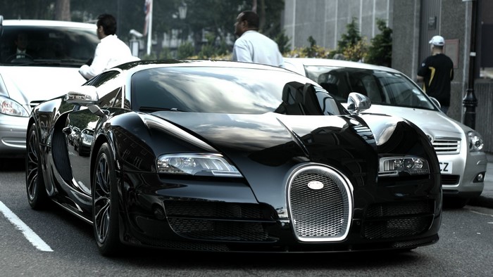 Black Bugatti Veyron on a City Street
