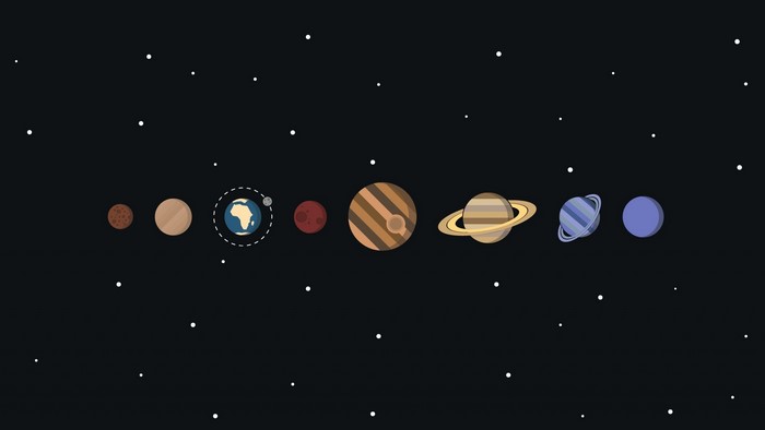 Solar System Planets in Flat Design