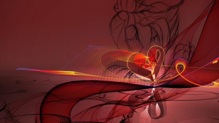 Abstract Red Heart Fractal Art