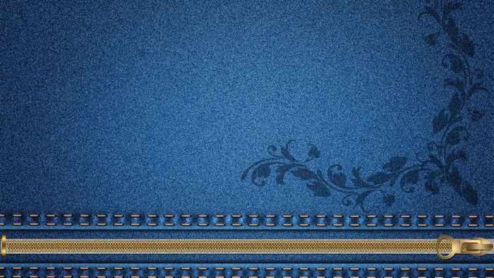 Denim fabric with floral pattern and zipper