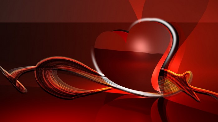 Abstract Red Heart with Swirling Ribbons