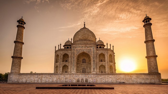 Taj Mahal at sunset, India