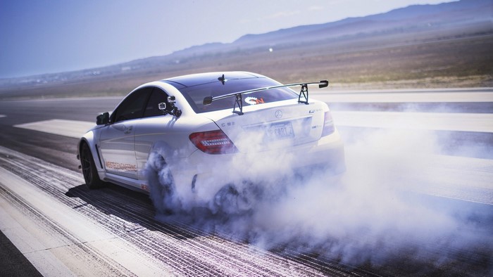 Mercedes Benz C 63 AMG doing a burnout