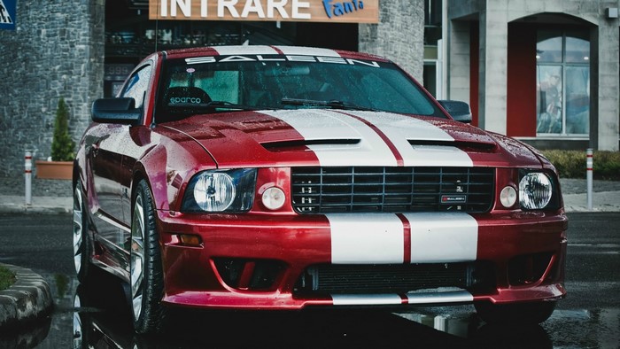 Red Saleen S281 SC Ford Mustang with White Stripes