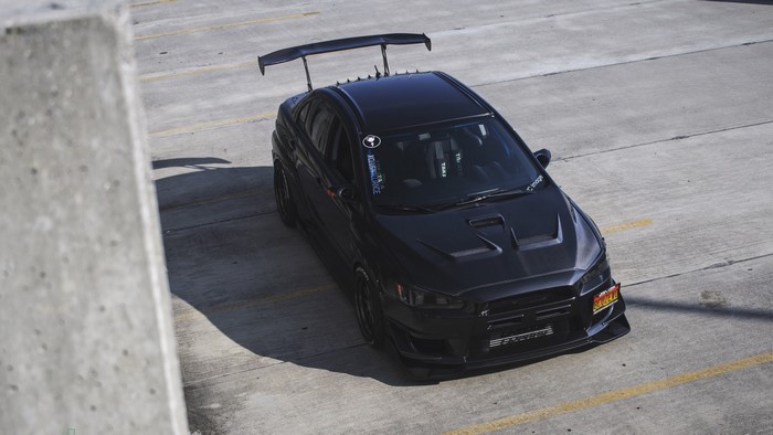 Black Mitsubishi Lancer Evolution X with Spoiler