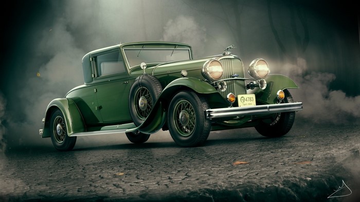 1932 Lincoln KB Coupe in Fog