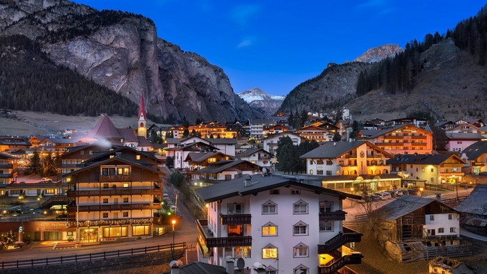 Selva di Val Gardena, Italy at Dusk