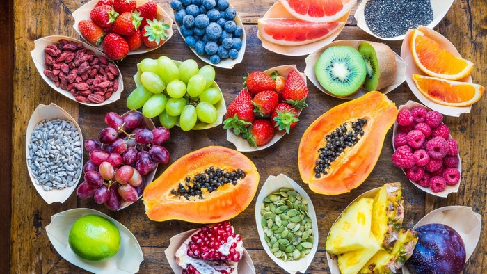 Assortment of Fresh Fruits and Seeds