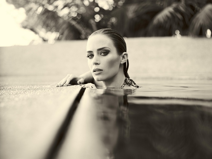Emily Blunt in a swimming pool