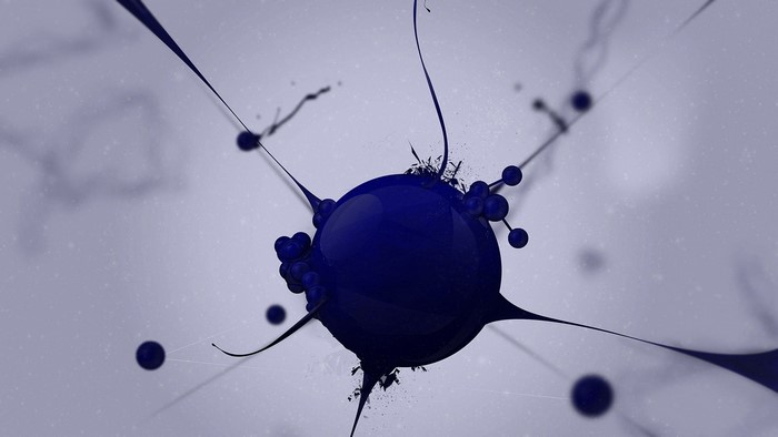 Blue paint stain abstract art