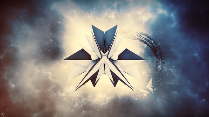Abstract geometric shape with cosmic background