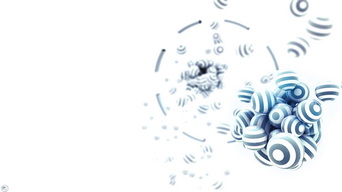 Abstract spheres with blue and white stripes