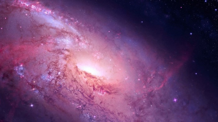 Galaxy with pink and purple nebulae