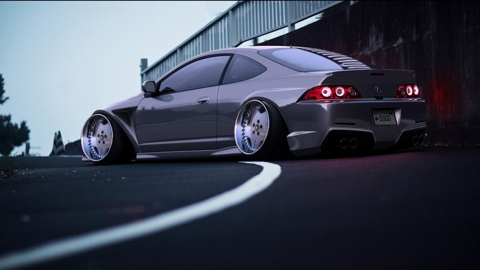 Modified Acura RSX on a road