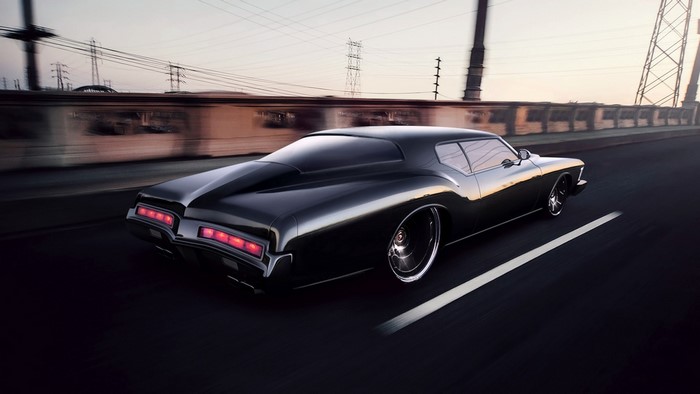 Black Buick Riviera Classic Car Night Drive