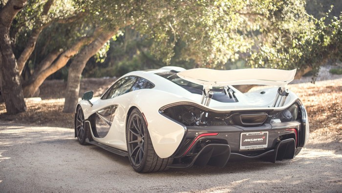 White McLaren P1 parked outdoors