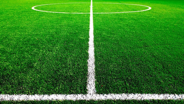 Football field with white lines