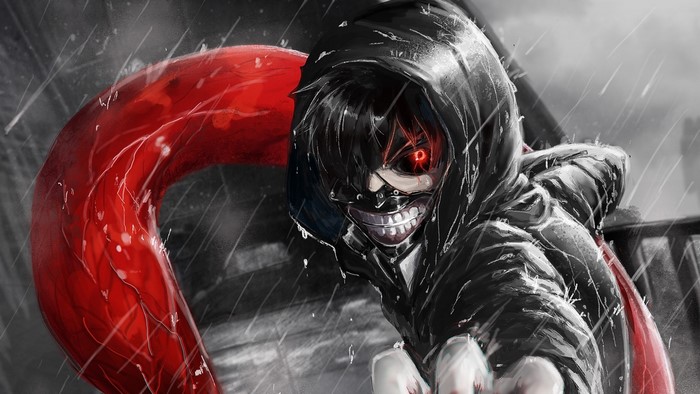 Ken Kaneki from Tokyo Ghoul in the rain