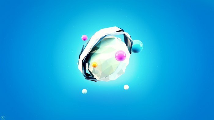 Abstract geometric shape with colorful spheres