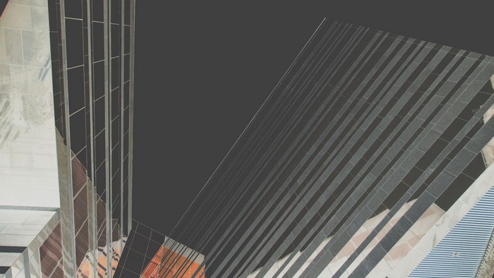 Modern architecture with glass and stone facades