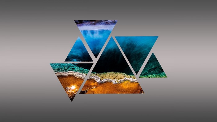 Geometric Abstract with Ocean and Beach Scenes