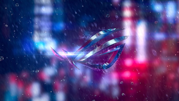 Republic of Gamers logo in the rain
