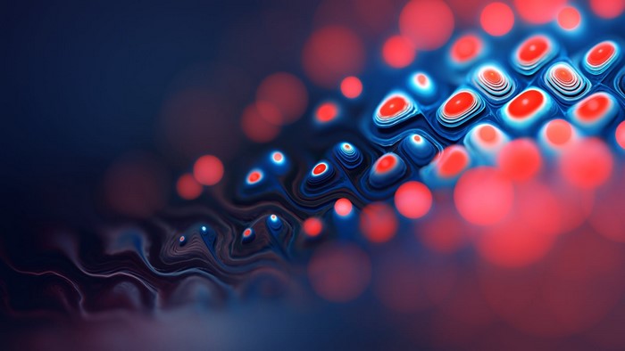 Abstract fractal pattern with red and blue lights