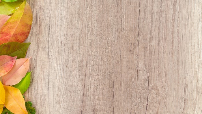 Autumn leaves on a wooden board