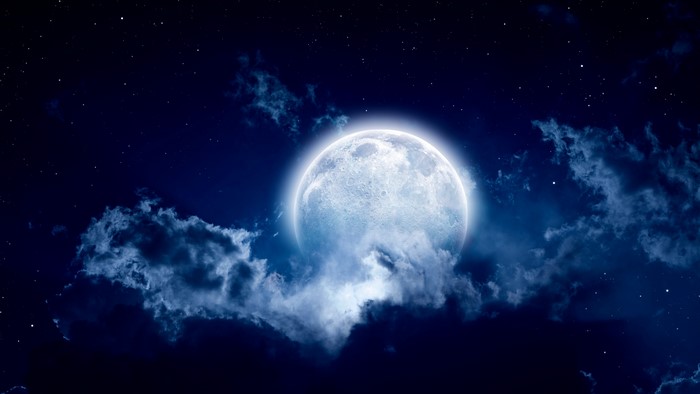 4K Moon and Clouds in Night Sky