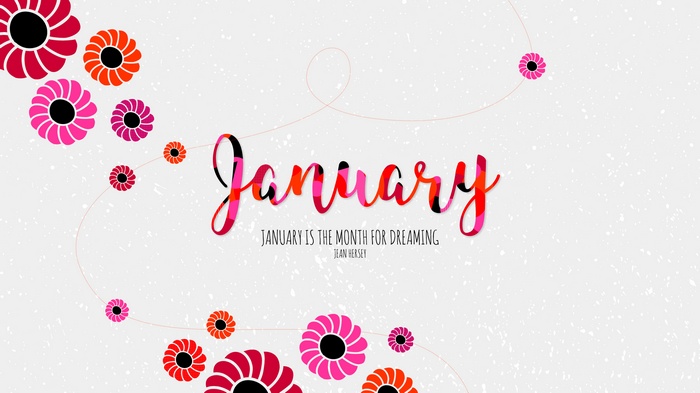 January quote with floral elements