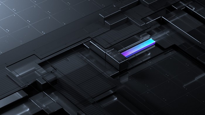 Abstract 3D geometric shapes with glowing element