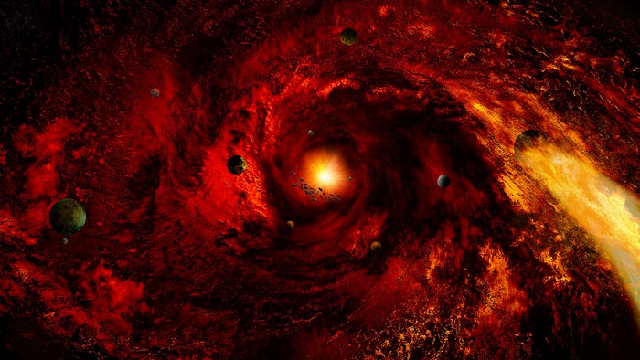 4K Space Nebula with Planets