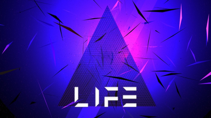 Abstract Neon Triangle with the word LIFE