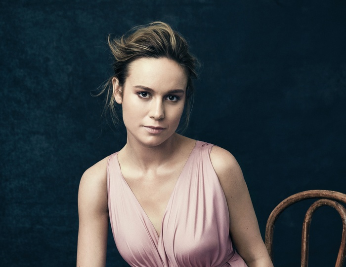 Brie Larson in a pink dress