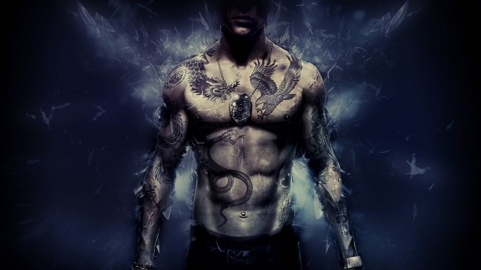 Wei Shen from Sleeping Dogs with tattoos