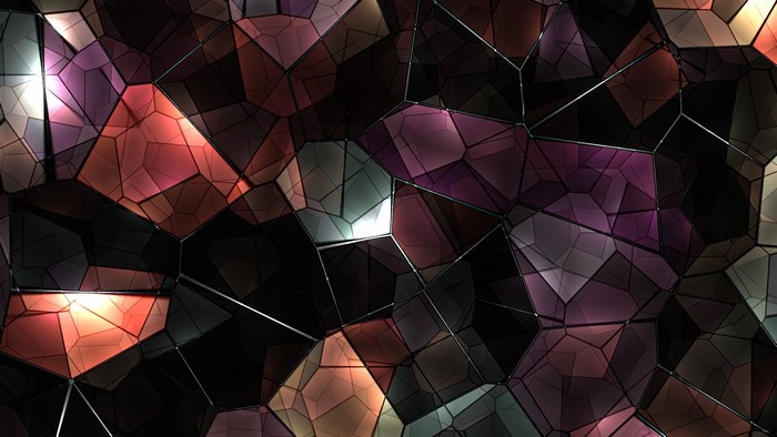 Abstract geometric crystal pattern with light effects