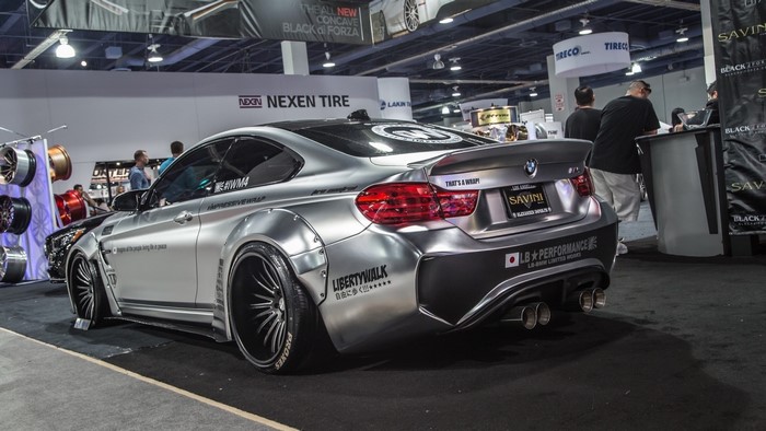 Silver BMW M4 Coupe with Liberty Walk Body Kit