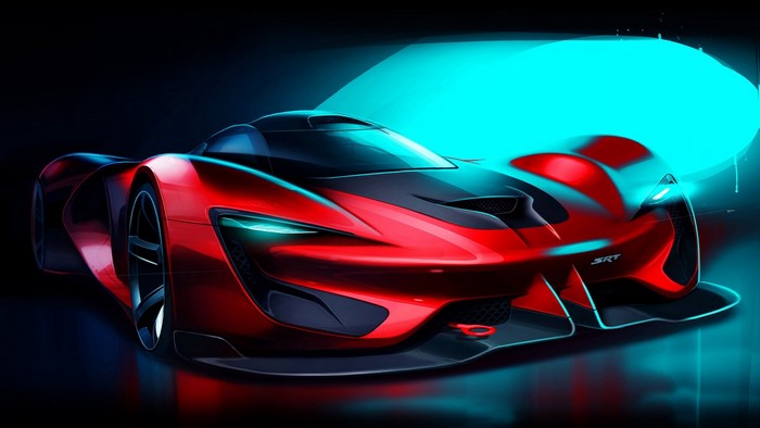 Red Dodge SRT Tomahawk concept car