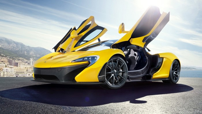 Yellow McLaren P1 with Doors Open