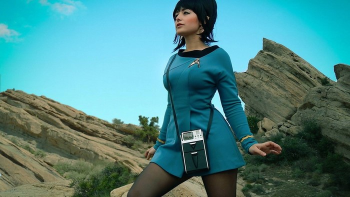 Uhura from Star Trek Cosplay in a Desert Landscape