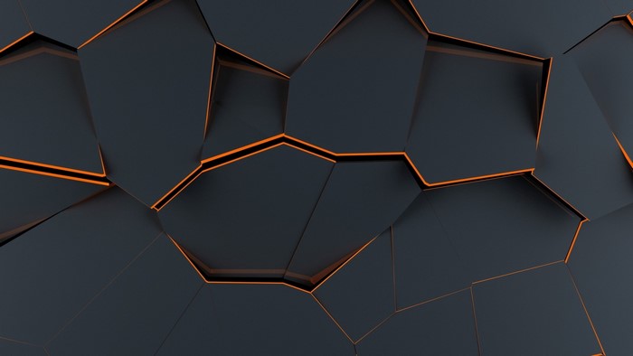 Dark Polygon Art with Orange Glow
