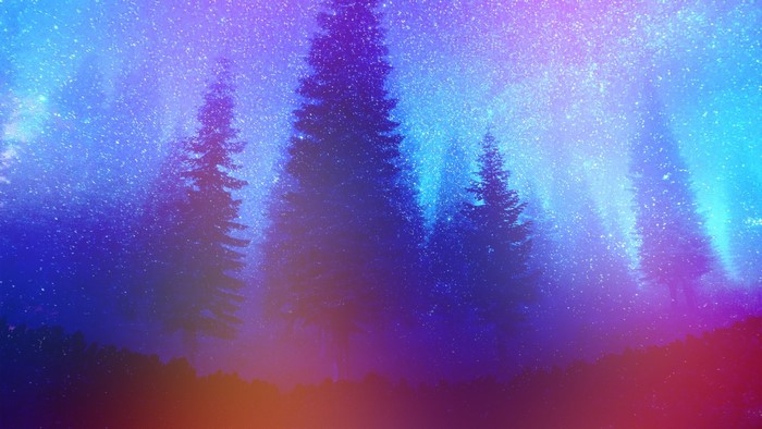 Aurora Borealis over a dark forest