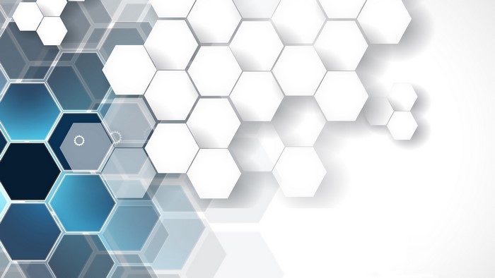 Hexagon pattern with blue and white cells