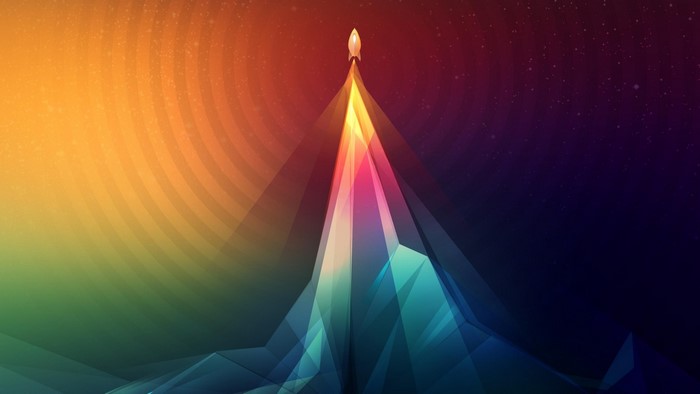 Rocket Launching Through Abstract Mountain