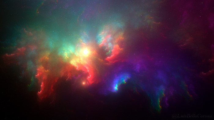 Colorful Nebula with Stars