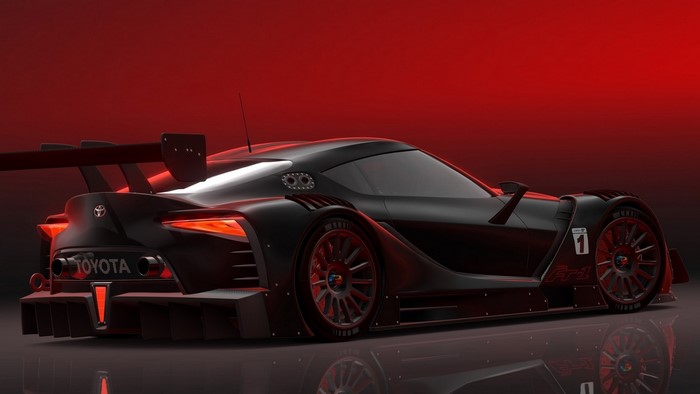 Black Toyota FT-1 Concept race car with red accents